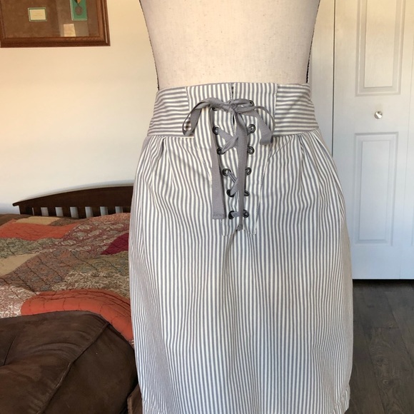 FRENCH CONNECTION striped lace-up a-line skirt - Picture 3 of 6